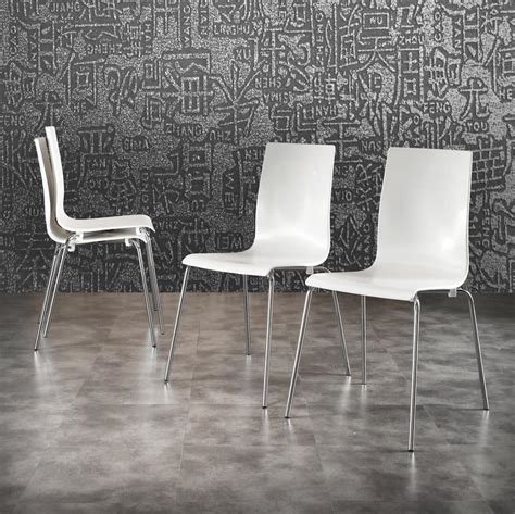 Silla De Polipropileno Blanco Patas De Metal Cromado Idfdesign