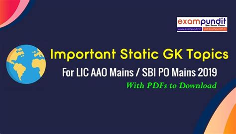 Important Static Gk Topics For Bank Exams Exampundit In