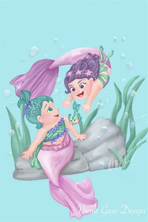 Playtime Pastel Merbabies 🧜‍♀️ Mermaid Art Apple Pencil Art Art Day