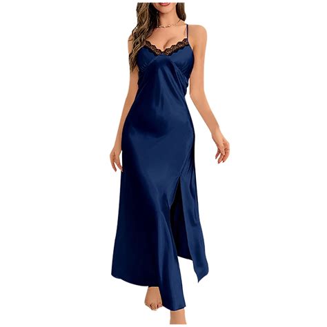 Aofany Sexy Chemise Silk Nightgowns For Women Long Satin Slip Sleepwear