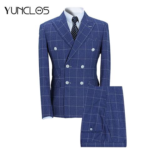 Aliexpress Buy Yunclos Pieces Men Suit Classic Blue Plaid