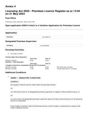 Fillable Online Democracy Middevon Gov Annex Licensing Act