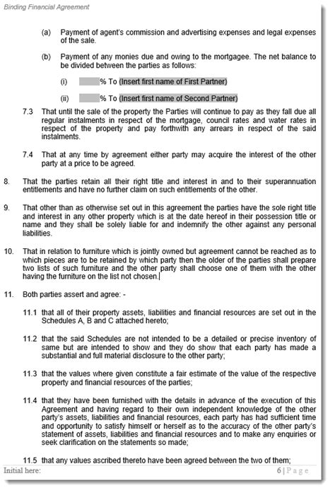 De Facto Separation Financial Agreement Wa 205zp Rp Emery Shop