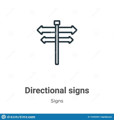 Directional Signs Outline Vector Icon Thin Line Black Directional