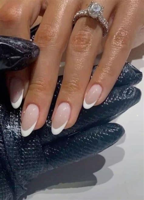 Press On Nails Short Btartbox French Tip Press On Nails Almond Fake Nails White With Nail