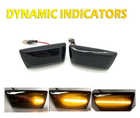 Pair Led Dynamic Sequential Smoked Black Side Repeaters Indicators