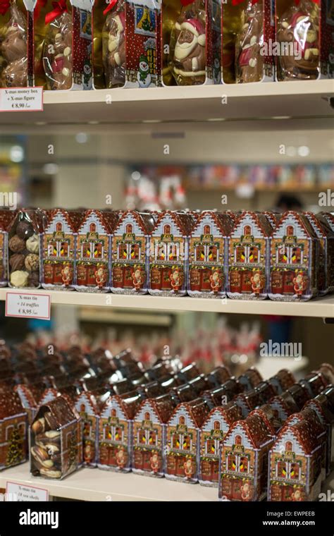 Christmas chocolates on shelves in chocolate shop, Bruges, Belgium Stock Photo - Alamy