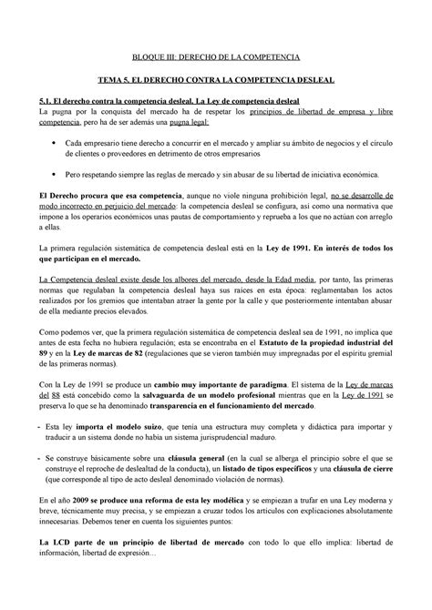 Competencia Desleal Y Tema Derecho De La Competencia Y Propiedad