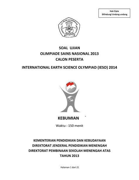 Soal Osn Kebumian Soal Ujian Olimpiade Sains Nasional Calon