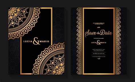 Luxury Wedding Invitation Card Design With Golden Mandala And Abstract