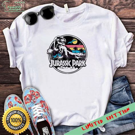 Famillydesign Fashion Store Jurassic Park Striped Logo Retro Shirt