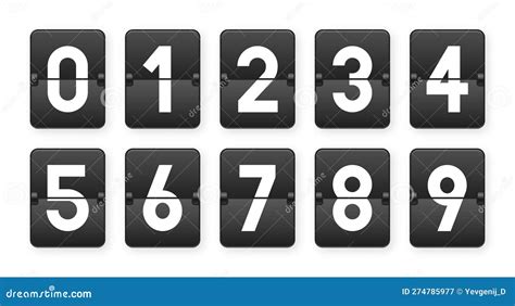 Set Of Flip Score Board Numbers With Shadows For Countdown Timer Or