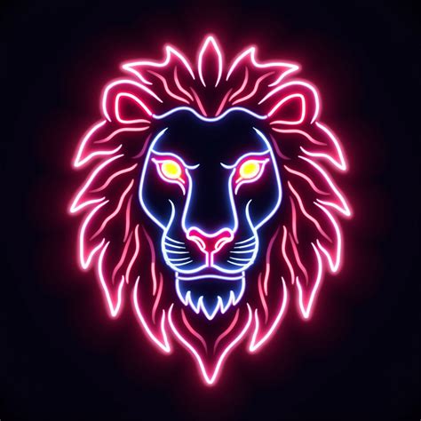 Neon Lion Head Art Stable Diffusion Online