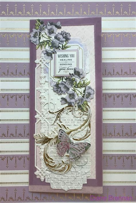 A Card With Flowers And Butterflies On It