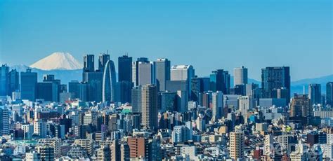 Poster Tokyo Panorama Mit Dem Berg Fuji Nach Ma Myredro De