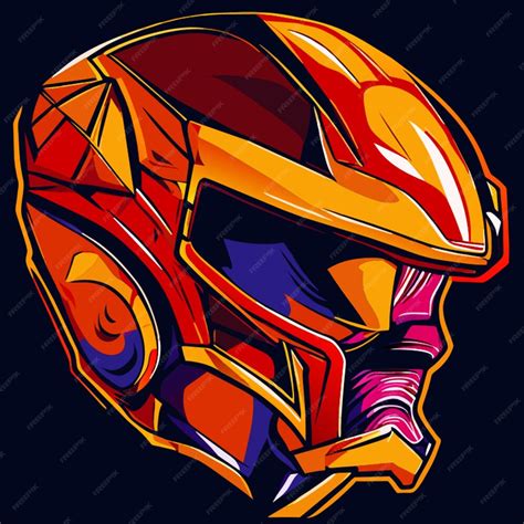 Bizarre Power Ranger Head Red Vector Illustration Premium Ai