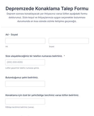 Depremzede Konaklama Talep Formu Rne I Form Ablonu Jotform