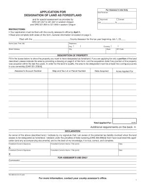 Fillable Online Co Josephine Or APPLICATION FOR DESIGNATION OF LAND AS