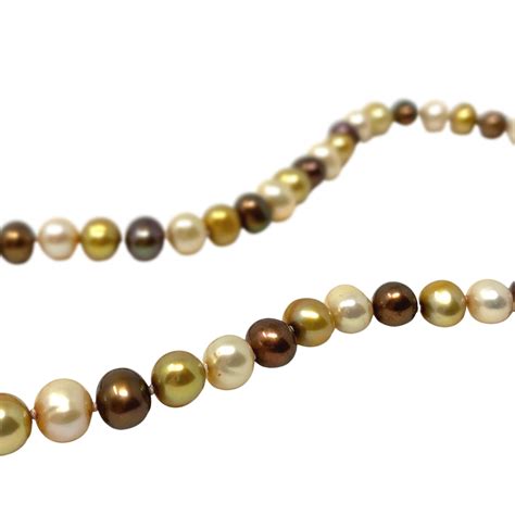 Belle De Mer 14k Gold 18 Multi Colored Pearl Necklace Goodman S Interiors And Antiques