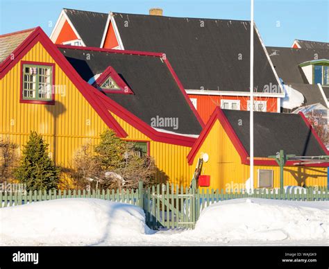 The Old Town Nuuk Capital Of Greenland Editorial Use Only Stock