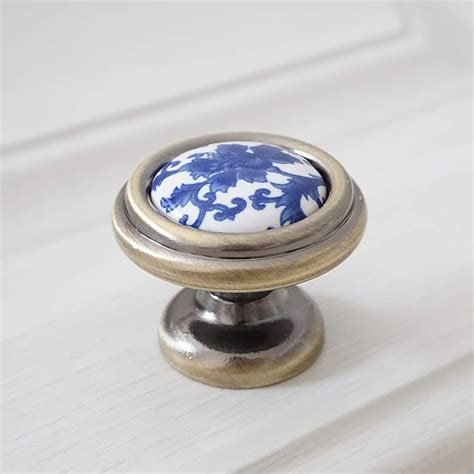 Lbfeel Blue Flower Knobs Drawer Pull Dresser Handles Ceramic