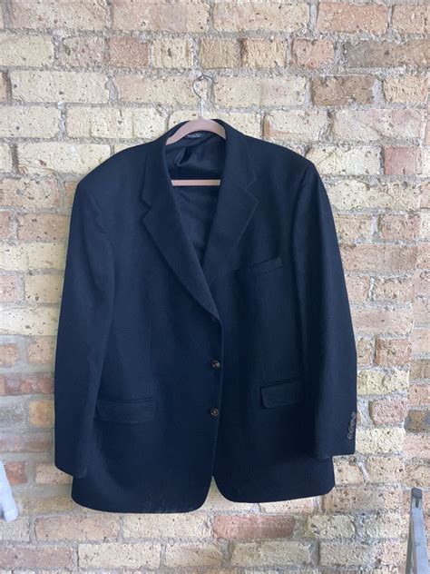 Bill Blass 100 Cashmere Black Mens Blazer 48 Regul… Gem