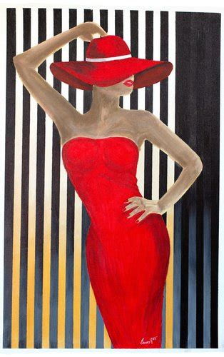 Ernest Carneado Ferreri Mujer Con Vestido Rojo S Acrylic