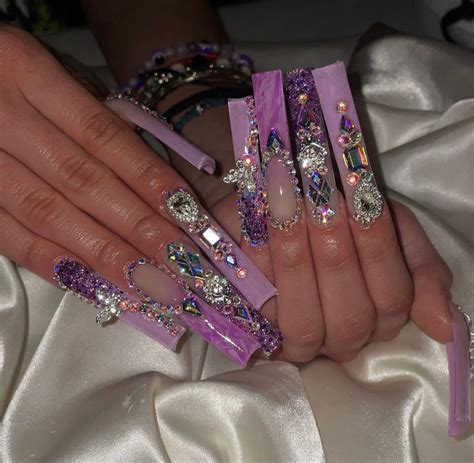 Purple Acrylic Nails Beige Nails Long Square Acrylic Nails Punk