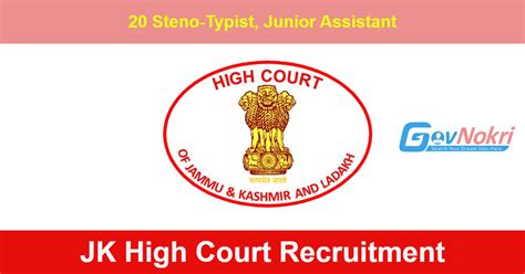 Jk High Court Recruitment Apply Online Latest Jobs Notification