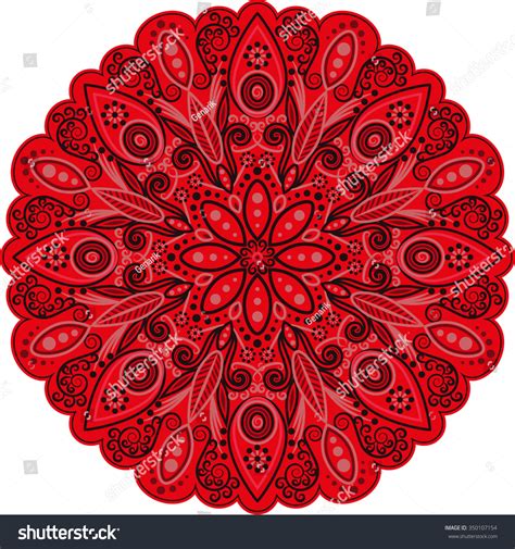 Red Mandala Ethnic Decorative Elements Hand Stock Vector 350107154