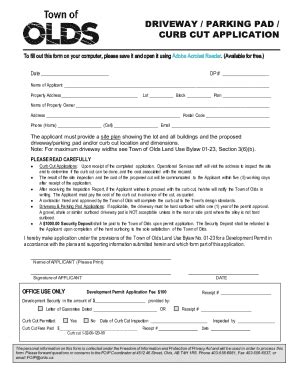 Fillable Online Driveway Curb Cut Application Form Fax Email Print