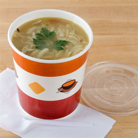 Choice 32 Oz Double Wall Poly Paper Soup Hot Food Cup With Plastic