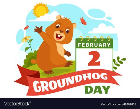 Happy groundhog day on february Royalty Free Vector Image