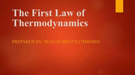 The First Law Of Thermodynamics Ppt