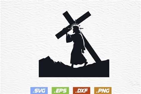 Jesus Carrying The Cross Svg Christian Graphic By Ripon Creative