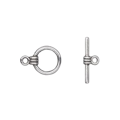 Clasp Toggle Antique Silver Plated Pewter Zinc Based Alloy 10mm Double Sided Round Sold