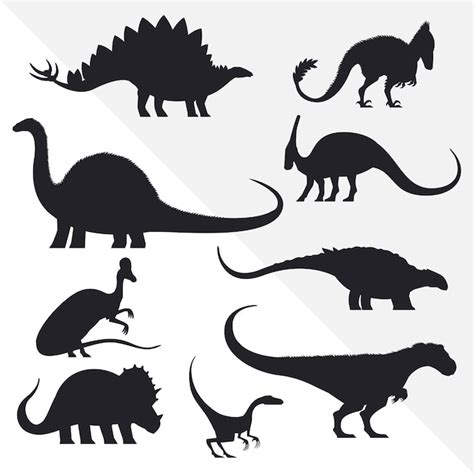 Conjunto De Dinosaurios Siluetas Vectorzip Conjunto De Dinosaurios