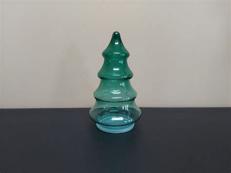 Glass Christmas Tree Green Candy Dish Apothecary Canister Jar Vintage On Mercari In 2022 Glass