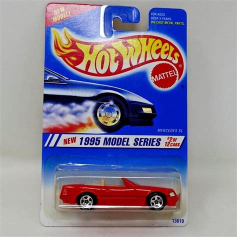 1995 Hot Wheels Model Series 342 Mercedes SL Red W Tan Interior 5 Spoke Wheels