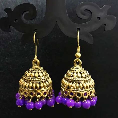 High Quality Indian Made Oxidized Jhumka Earring Sold By Per Pair Pack