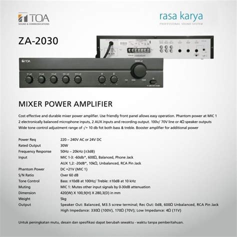 Amplifier Toa ZA 2030 Lazada Indonesia