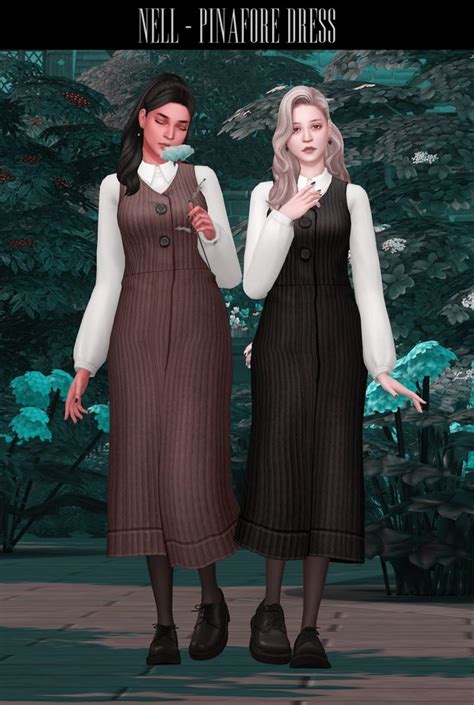 Pinafore Dress Nell Sims 4 Dresses Pinafore Dress Sims 4 Clothing