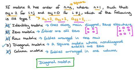 Question Video Identifying The Characteristics Of A Matrix Nagwa