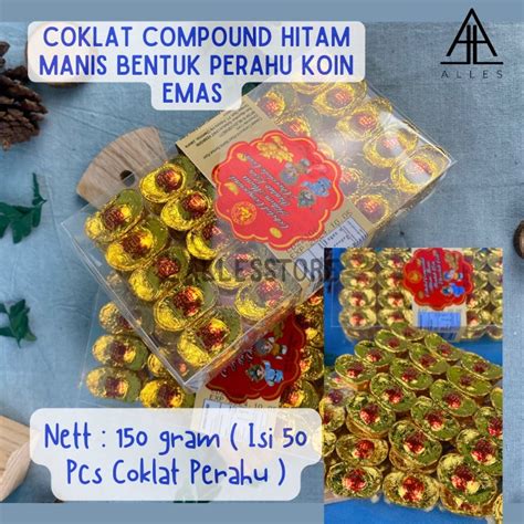 Jual Chen Liang Ji Coklat Yuan Bao Bentuk Perahu Emas Coklat Imlek Isi