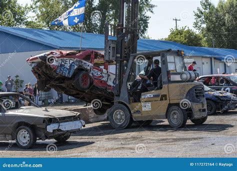 Wrecked Car Removed After Demolition Derby Editorial Stock Image