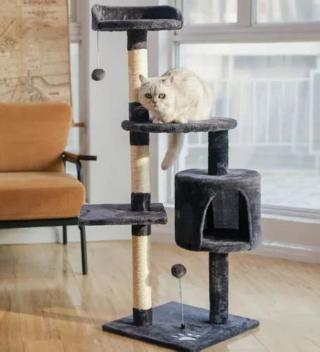 Torre Arbol Rascador Para Gato Mueble Varios Niveles 115cm Meses Sin