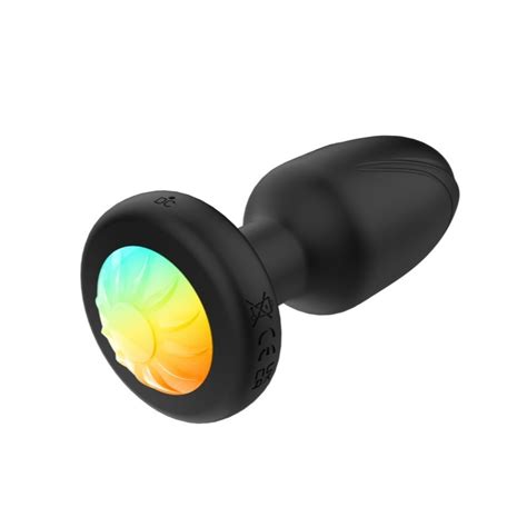 Plug Anal Vibratório Rotativo Controle Remoto e Luz Colorida Novo Brinquedo Sexual Luz