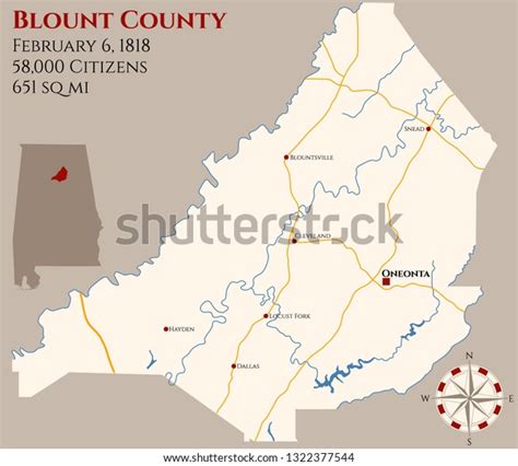 Large Detailed Map Blount County Alabama เวกเตอร์สต็อก ปลอดค่าลิขสิทธิ์ 1322377544 Shutterstock