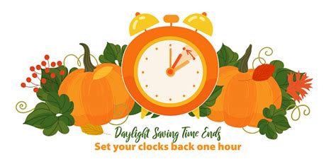 Fall Back Time Daylight Saving Time End Banner Clocks With Turning Hand