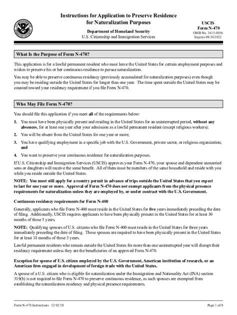 Dhs Uscis N 470 Instructions 2019 2022 Fill And Sign Printable